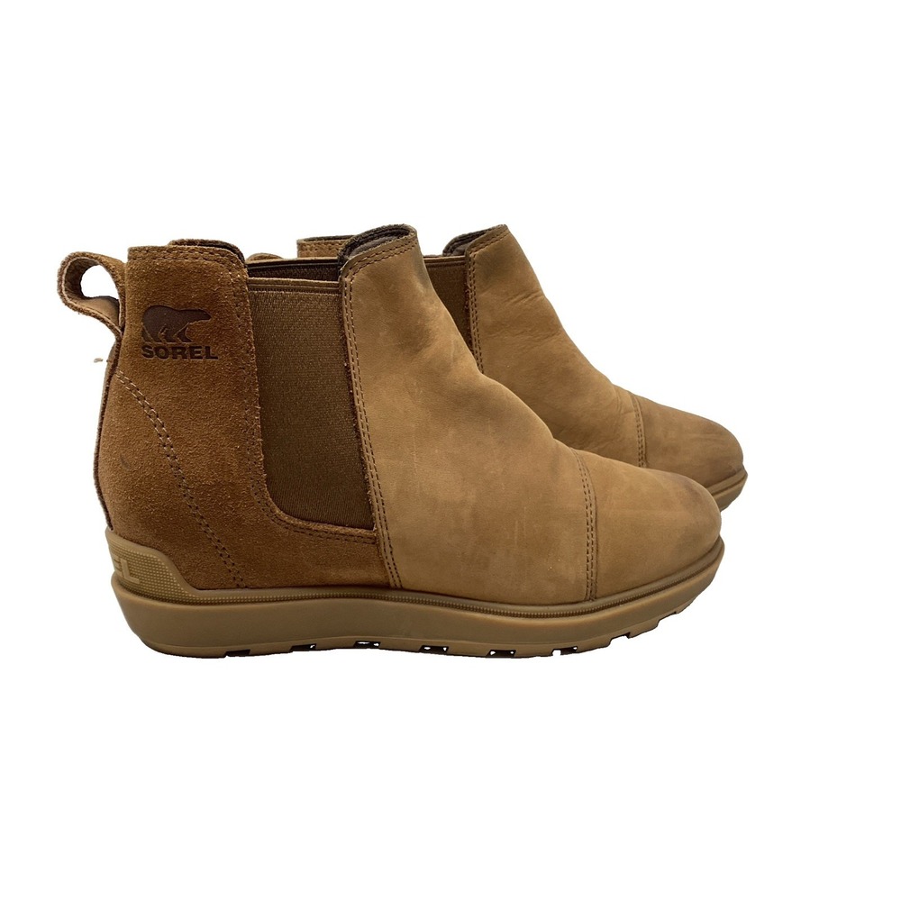 Sorel Women's Sz 8 Evie II Chelsea Brown Suede Waterproof Ankle Boots Round Toe